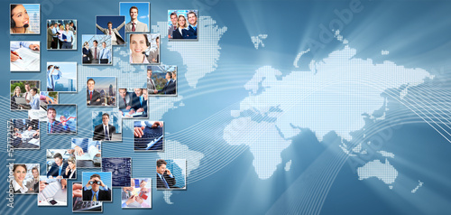 Photo: Business collage background. Business collage background.