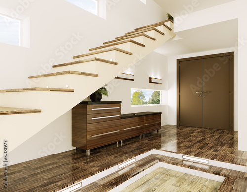 Illustration: Entrance hall interior 3d render Entrance hall interior 3d render