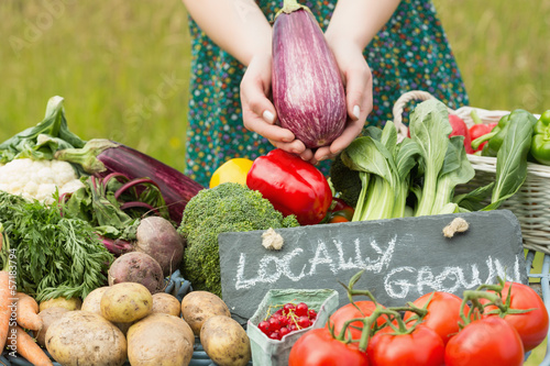 Photo: Female hands holding an aubergine Female hands holding an aubergine