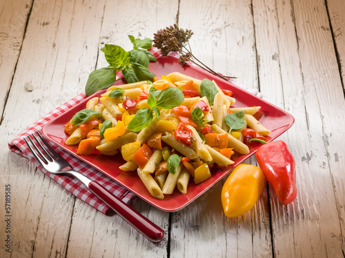 Photo: pasta with capsicum and basil pasta with capsicum and basil
