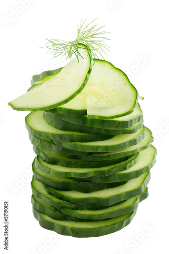 Photo: Salatgurke in Scheiben geschnitten Salatgurke in Scheiben geschnitten