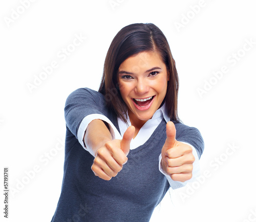 Photo: Happy excited business woman. Happy excited business woman.