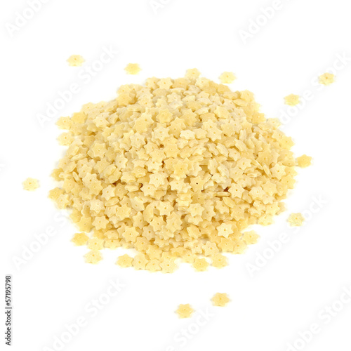 Photo: Pile of Star-Shaped Stelle Pasta Isolated on White Background Pile of Star-Shaped Stelle Pasta Isolated on White Background