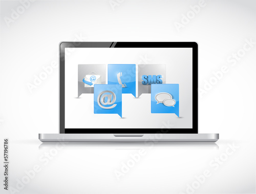 Illustration: laptop message bubble communication concept laptop message bubble communication concept