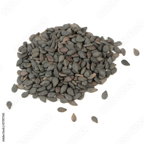 Photo: Black Sesame Seeds Isolated on White Background Black Sesame Seeds Isolated on White Background