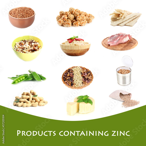 Photo: Collage of products containing zinc Collage of products containing zinc