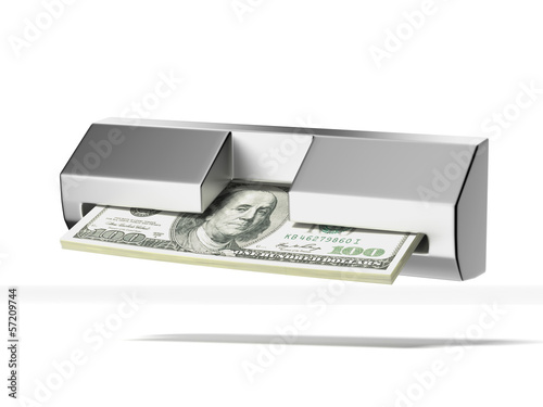 Illustration: cash machine and stack of dollars cash machine and stack of dollars