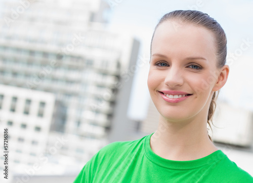 Photo: Pleased pretty blonde model looking at camera Pleased pretty blonde model looking at camera