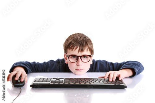 Photo: portrait of a teenager with a keyboard portrait of a teenager with a keyboard