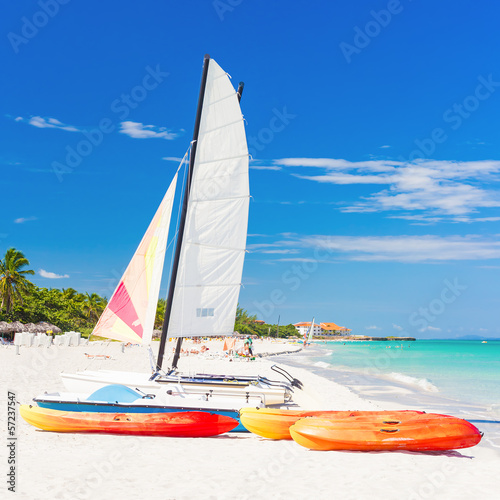 Photo: Rental boats at Varadero beach in Cuba Rental boats at Varadero beach in Cuba