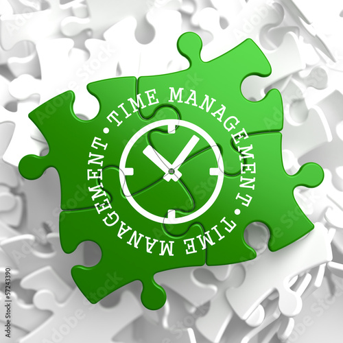 Illustration: Time Management Concept on Green Puzzle Pieces. Time Management Concept on Green Puzzle Pieces.