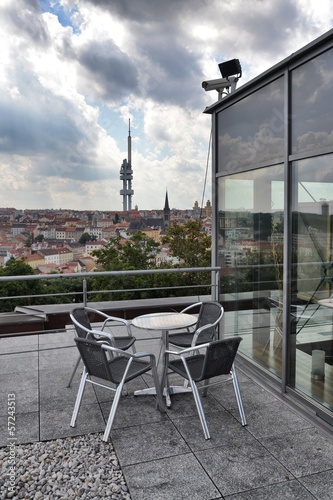 Photo: Grill on a roof with Prague panorama Grill on a roof with Prague panorama