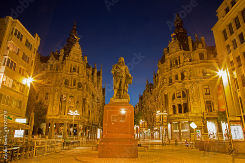 Photo: Antwerp - Leysstraat and David Teniers memorial Antwerp - Leysstraat and David Teniers memorial