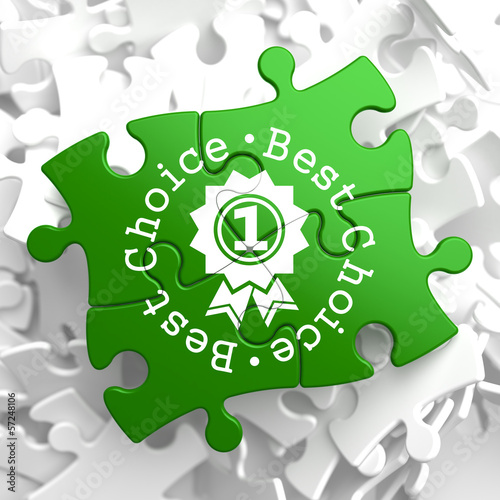 Illustration: Best Choice Concept on Green Puzzle Pieces. Best Choice Concept on Green Puzzle Pieces.