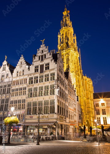 Photo: Antwerp - towers of cathedral of Our Lady in morning dusk Antwerp - towers of cathedral of Our Lady in morning dusk