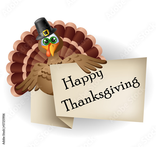 Vector: Cartoon turkey with thanksgiving label Cartoon turkey with thanksgiving label