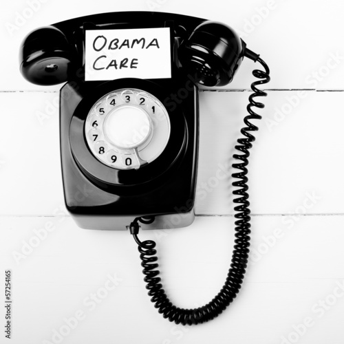 Photo: Obama care telephone help line concept Obama care telephone help line concept