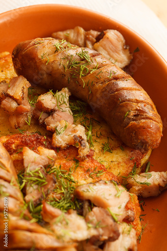 Photo: potato pancakes with sausage potato pancakes with sausage