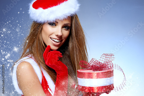 Photo: christmas woman with gifts box christmas woman with gifts box