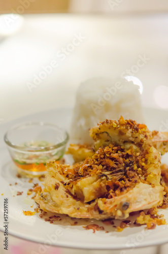 Photo: fried shrimp and rice fried shrimp and rice
