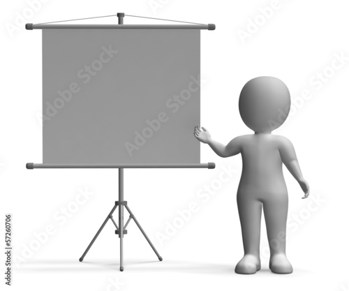 Illustration: Character With Blank Signboard Allows Message Or Advertising Character With Blank Signboard Allows Message Or Advertising