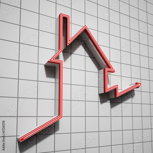 Illustration: House Icon Shows House Price Going Up House Icon Shows House Price Going Up