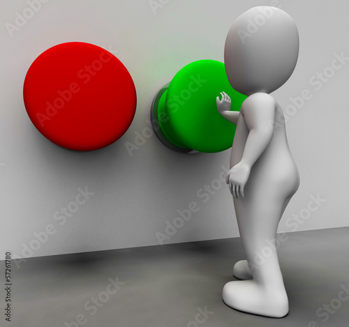 Illustration: Pushing Green Button Shows Starting Pushing Green Button Shows Starting