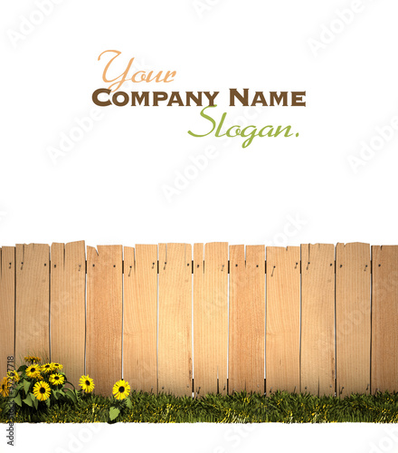 Illustration: Garden and wooden fence Garden and wooden fence