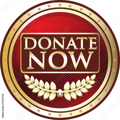 Illustration: Donate Now Red Vintage Label Donate Now Red Vintage Label