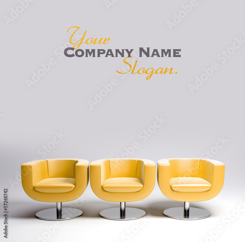 Illustration: Three yellow leather armchairs Three yellow leather armchairs