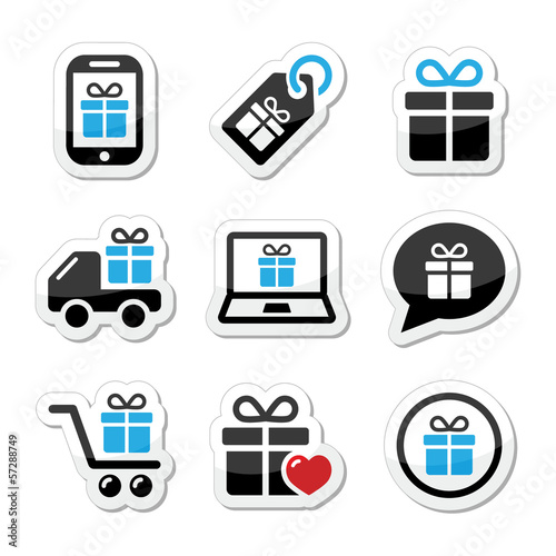 Vector: Present, shopping vector icons set Present, shopping vector icons set