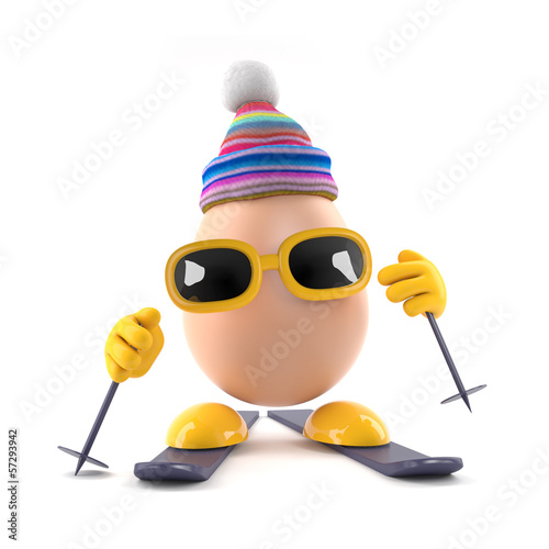 Illustration: Skiing egg in bobble hat Skiing egg in bobble hat