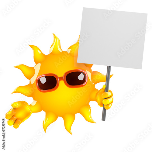 Illustration: Sun holds a placard Sun holds a placard