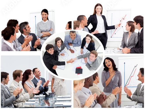 Photo: Collage of businesspeople in different situations Collage of businesspeople in different situations