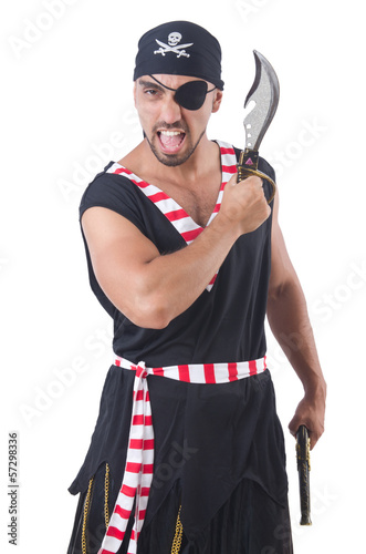 Photo: One eyed pirate isolated on the white One eyed pirate isolated on the white