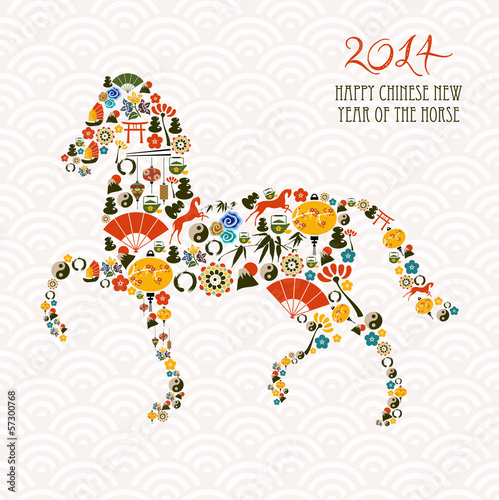 Vector: Chinese new year of the Horse composition vector file. Chinese new year of the Horse composition vector file.