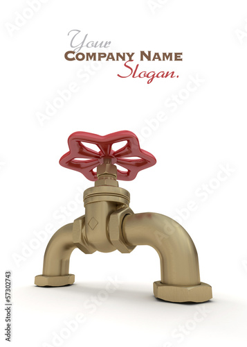 Illustration: Water valve in red and copper Water valve in red and copper
