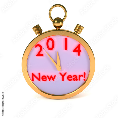 Illustration: Abstract golden stopwatch with date 2014, new year concept Abstract golden stopwatch with date 2014, new year concept