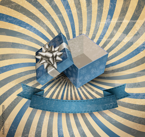 Vector: Christmas background with open gift box. Vector illustration. Christmas background with open gift box. Vector illustration.
