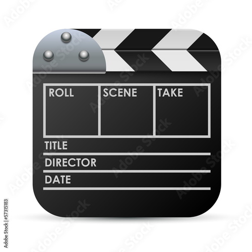 Vector: Movie clapboard vector icon isolated on white Movie clapboard vector icon isolated on white