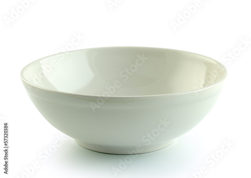 Photo: White ceramic bowl on white background White ceramic bowl on white background