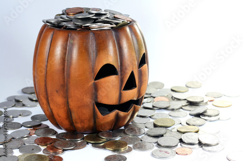 Photo: pumpkin and coin pumpkin and coin