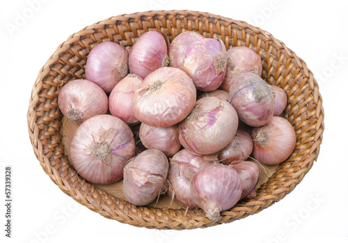 Photo: Basket with shallots Basket with shallots