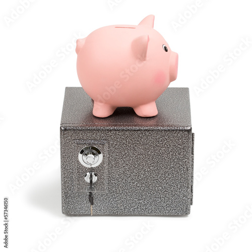 Photo: Piggy standing on safe Piggy standing on safe