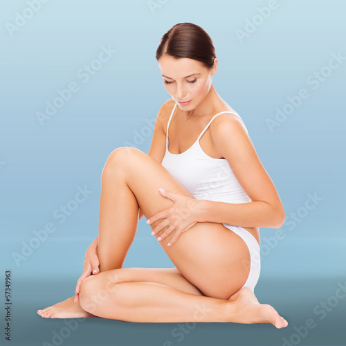 Photo: beautiful woman in white cotton underwear beautiful woman in white cotton underwear