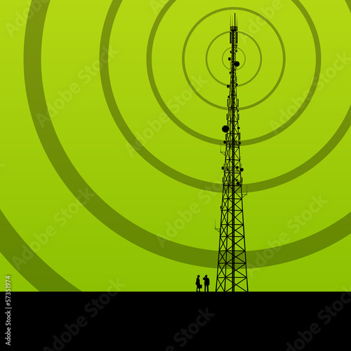 Vector: Telecommunications radio tower or mobile phone base station conc Telecommunications radio tower or mobile phone base station conc