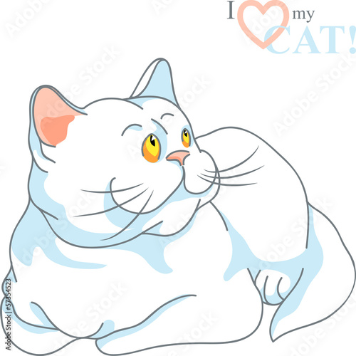 Vector: vector cute white cat lying vector cute white cat lying