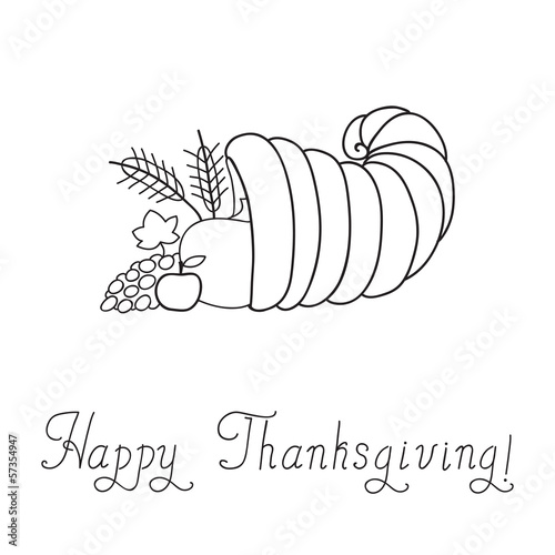 Vector: Thanksgiving Day. Cornucopia. Vector Illustration. Thanksgiving Day. Cornucopia. Vector Illustration.