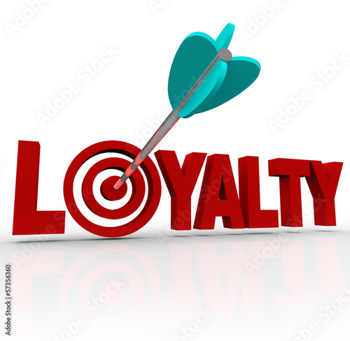 Illustration: Loyalty Arrow in 3D Word Customer Reputation Loyalty Arrow in 3D Word Customer Reputation