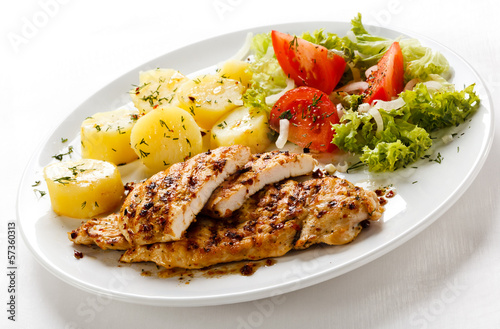 Photo: Grilled chicken breast and vegetables Grilled chicken breast and vegetables